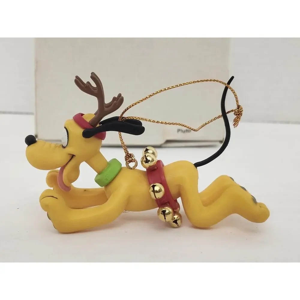 Vintage Disney Pluto Reindeer Christmas Ornament Boxed Holiday Dog Figurine